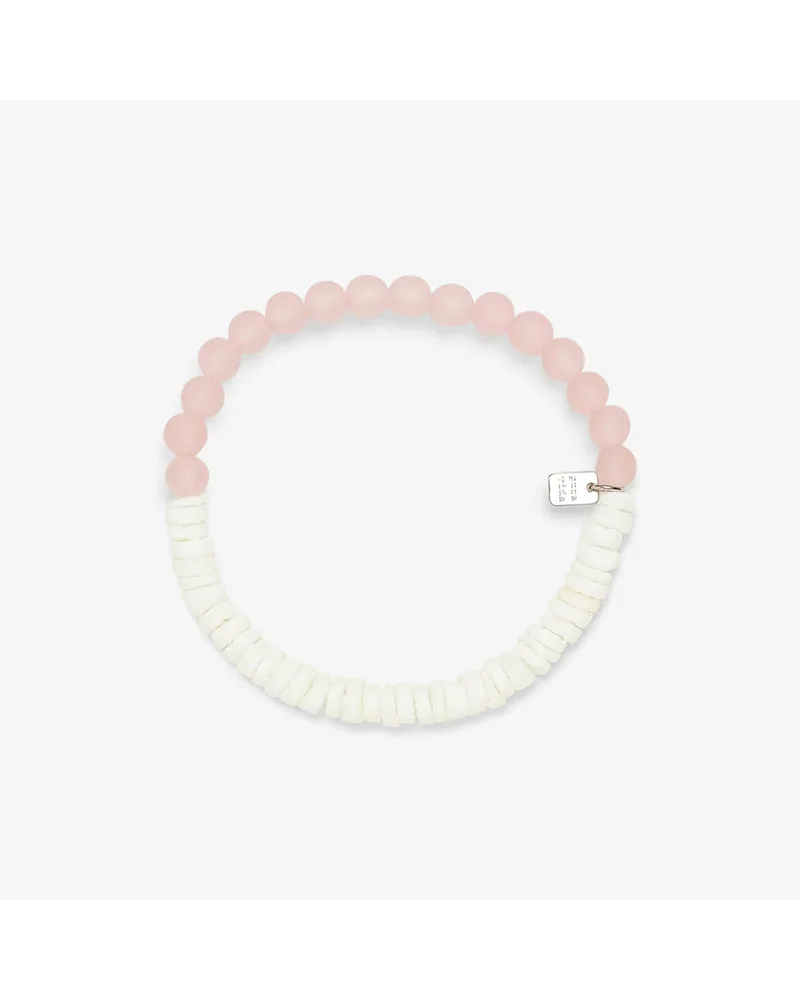 Puka Shell & Frosted Bead Bracelet - Pink