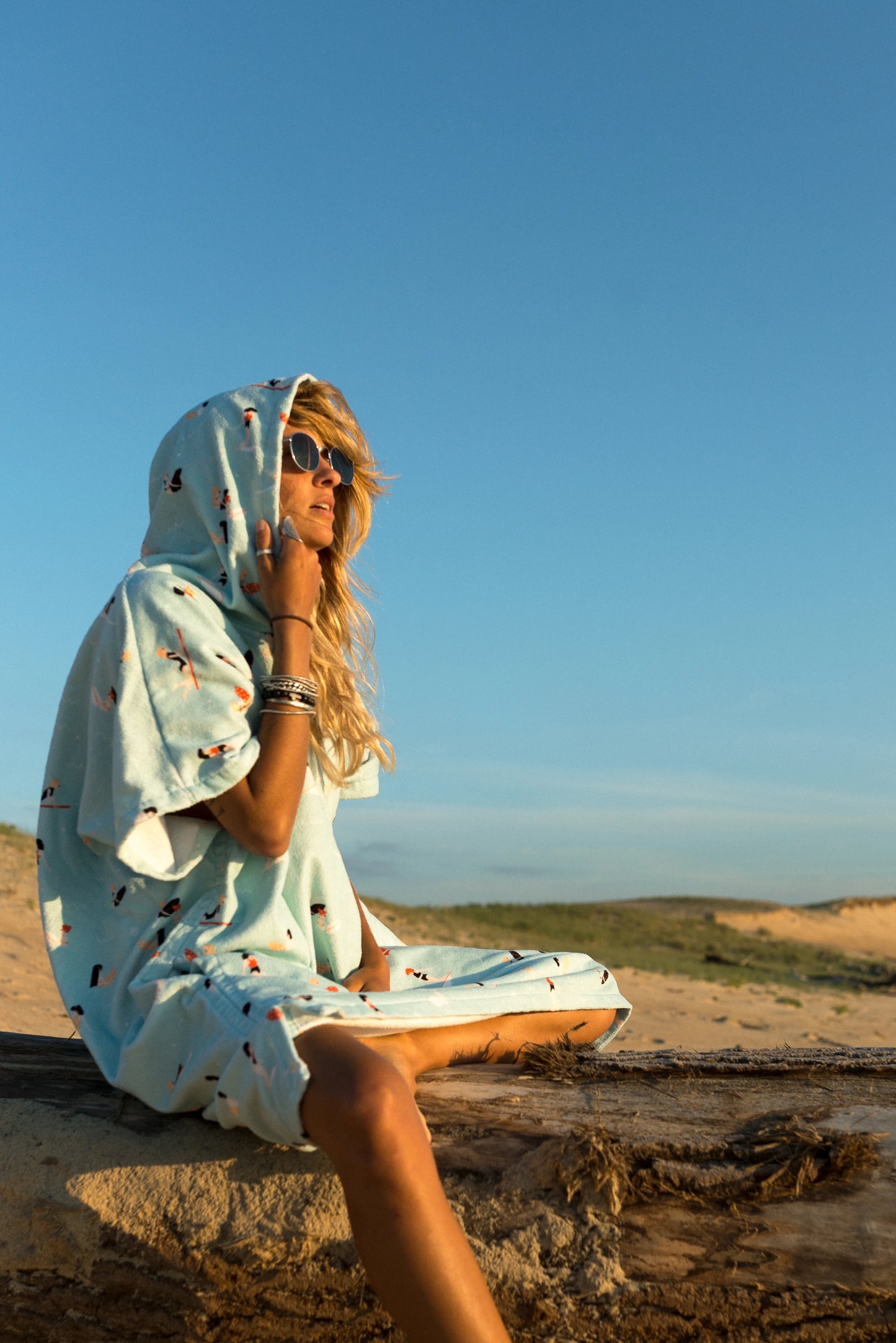 All Over Poncho Madrague - Light Blue