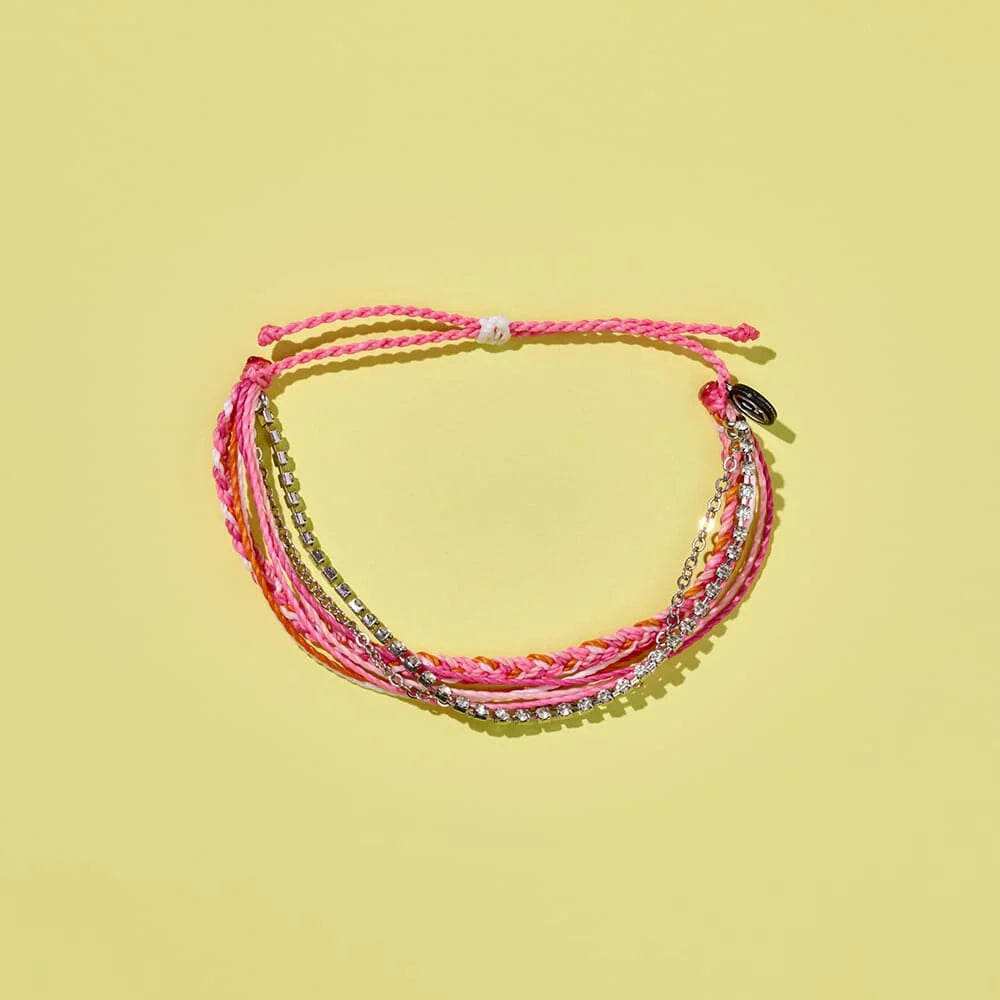Laguna String And Chain Silver Bracelet - Daiquiri