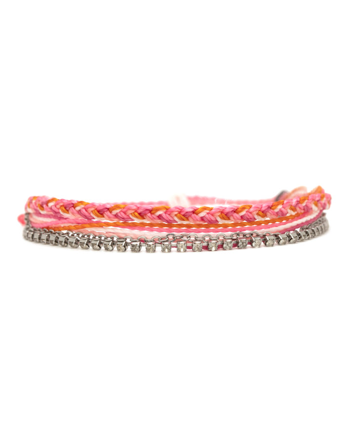 Laguna String And Chain Silver Bracelet - Daiquiri