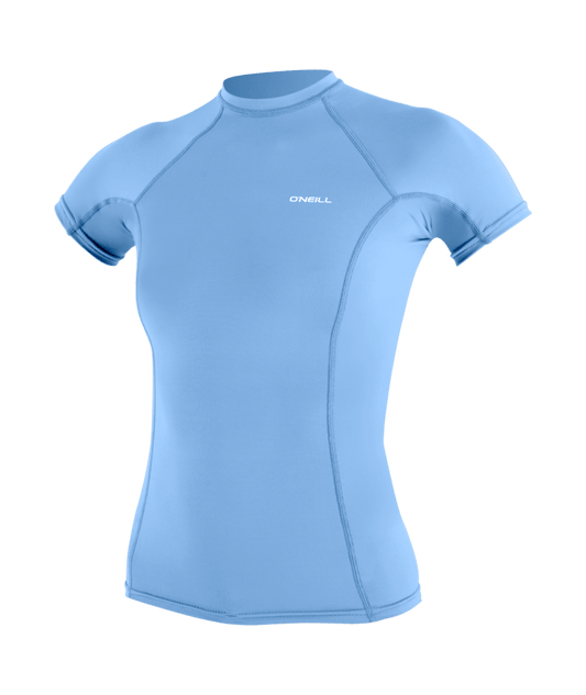 Wms Basic Skins S/S Rash Guard- AZURINE