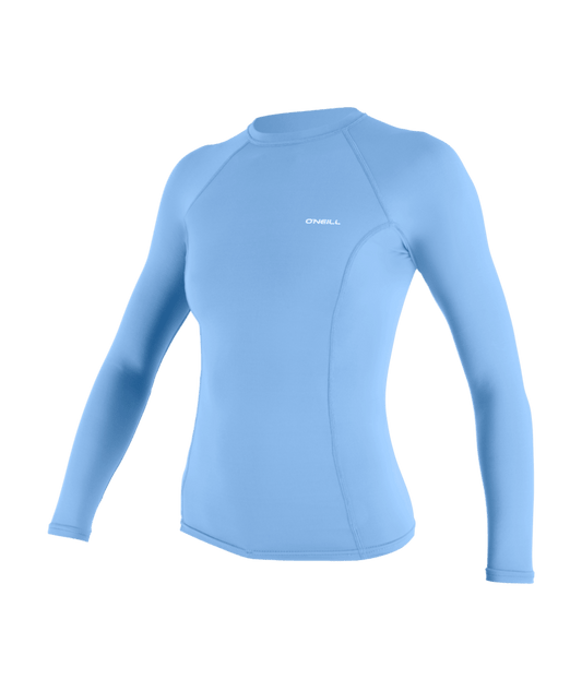 Wms Basic Skins L/S Rash Guard- AZURINE