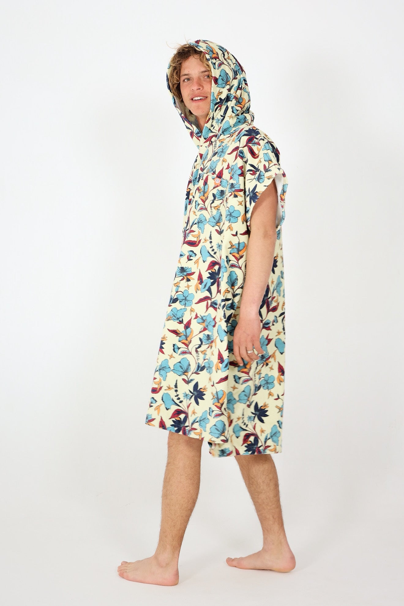 All Over Poncho Humming Birds - Almond