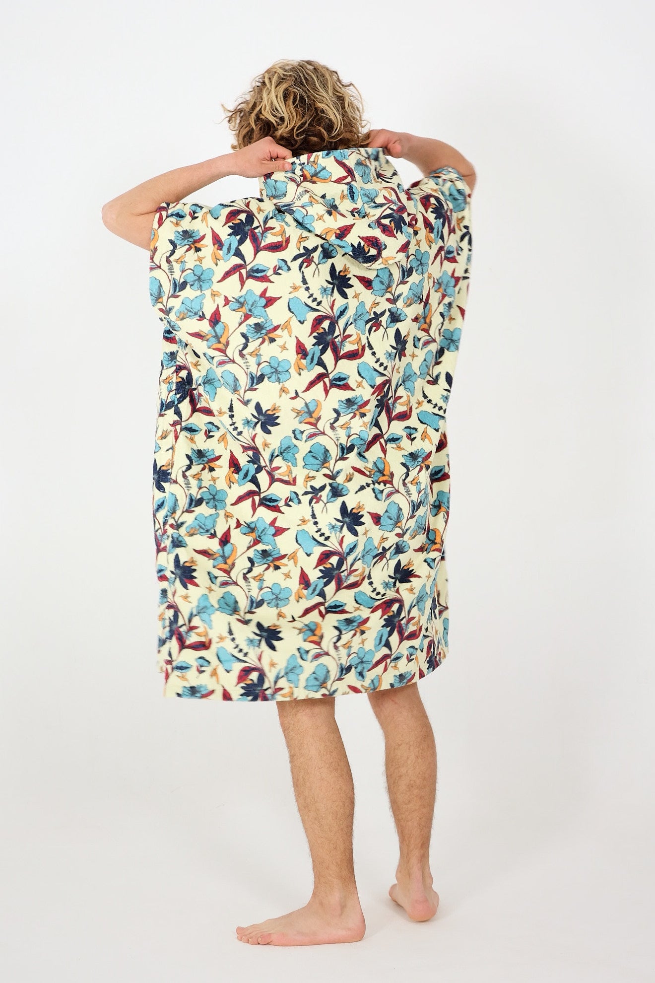All Over Poncho Humming Birds - Almond