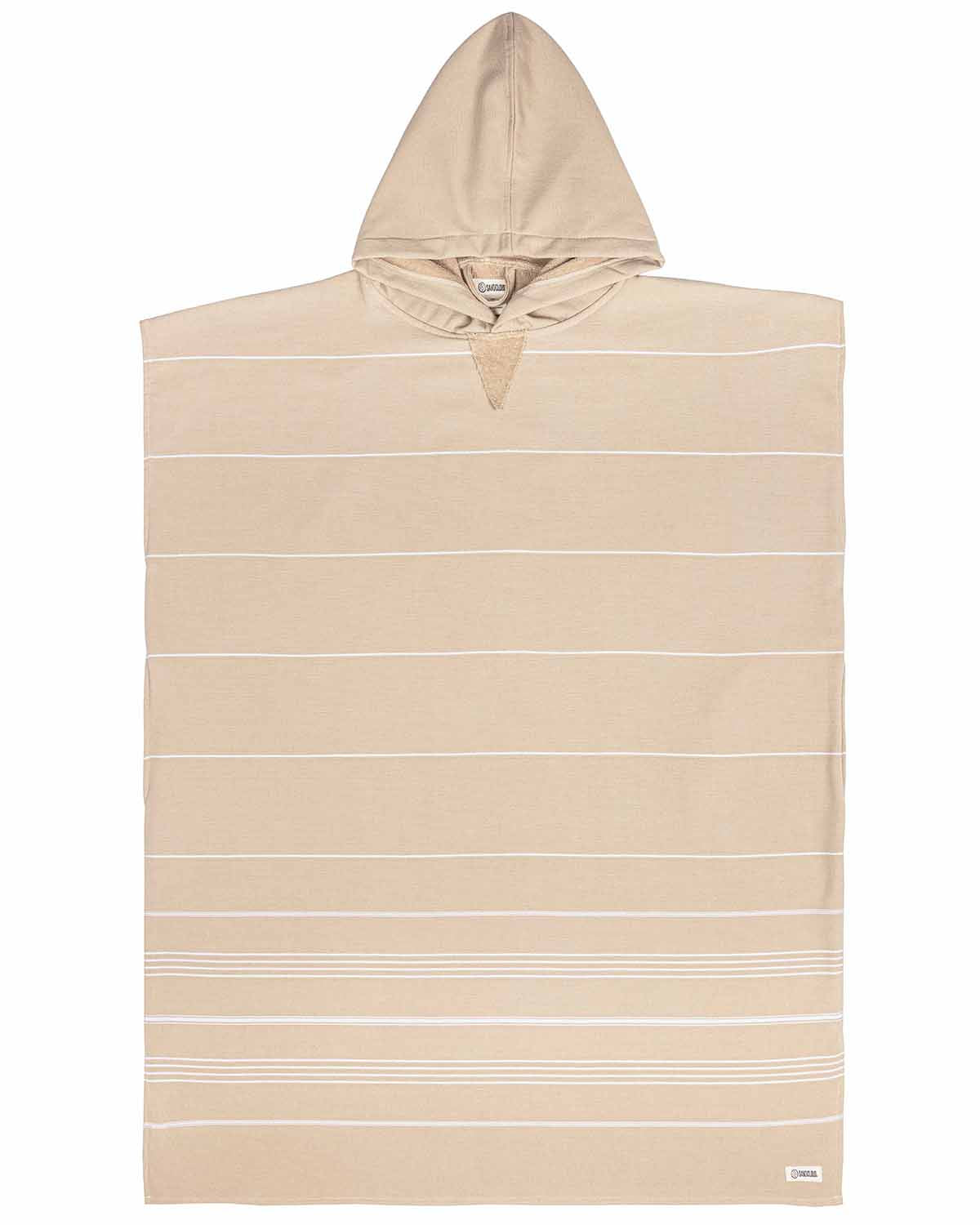 Classic Stripe Hooded Poncho - Sand