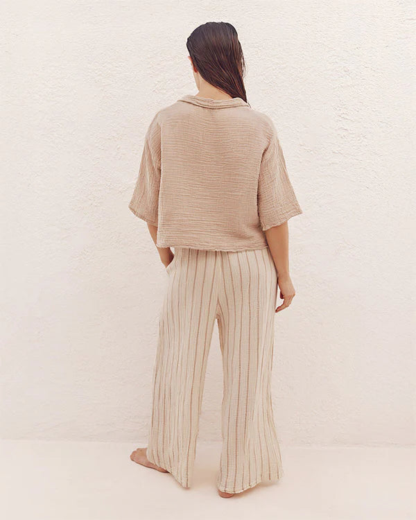 Sagar Gauze Crop Shirt - Hosen Set - S / M