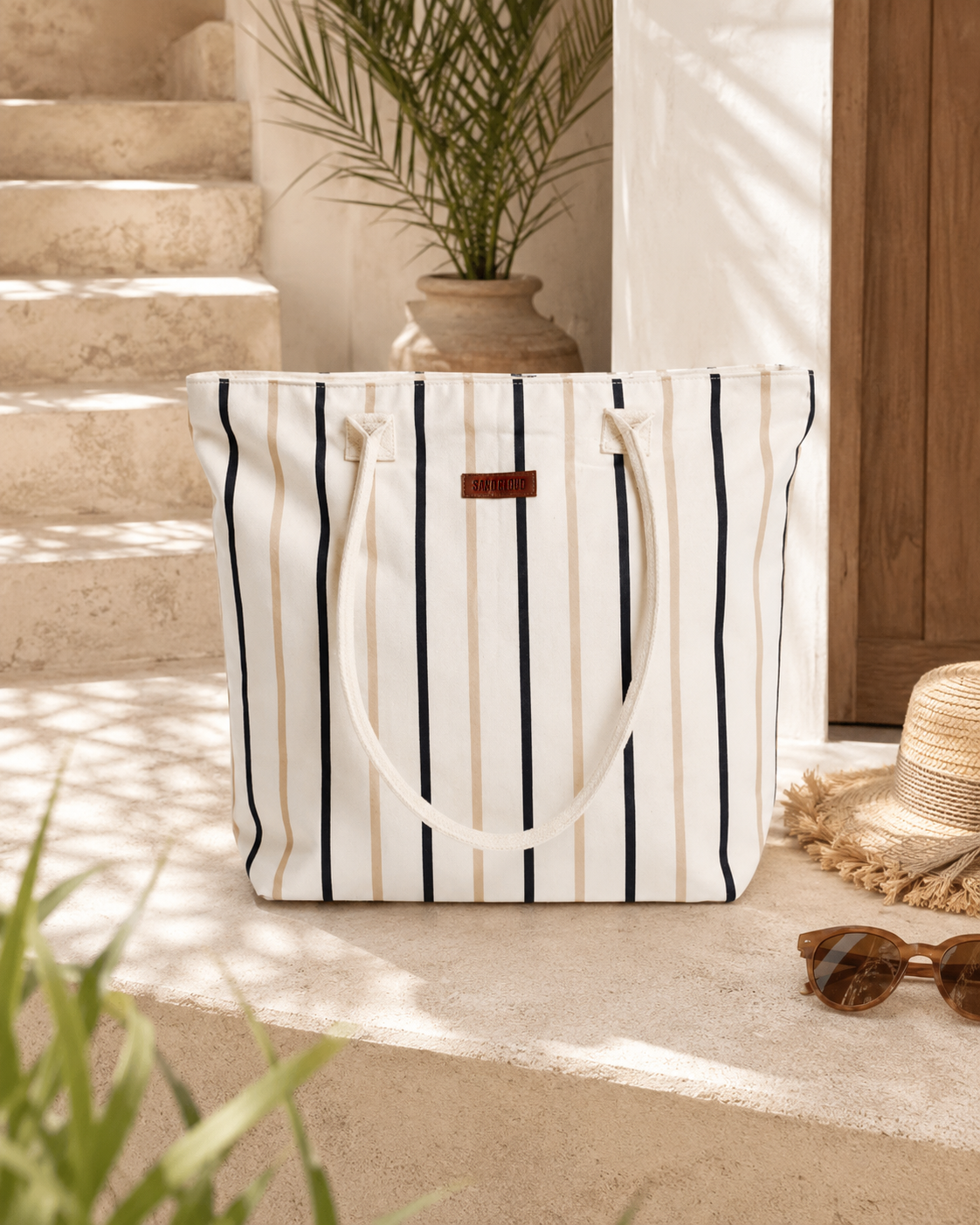 Vert Stripe Strandtasche