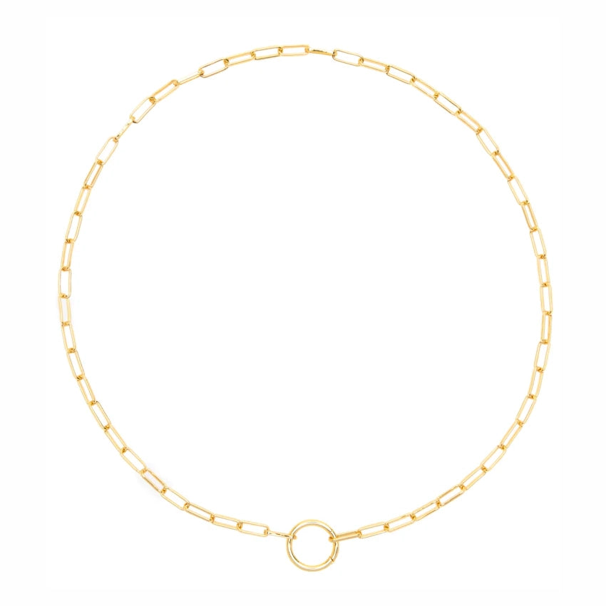 Harper Round Charm Chain Choker - Gold