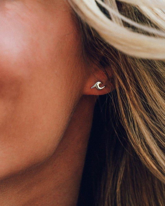 Wave Stud Earrings - Silver